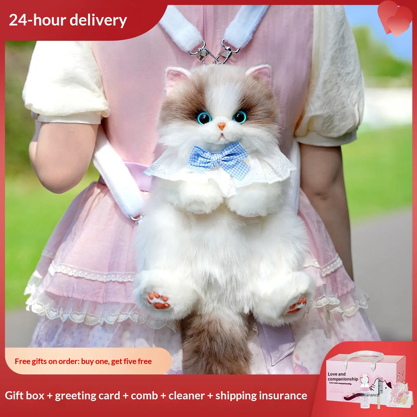 かわいいバイオニック猫バックパック、シミュレーション子猫ぬいぐるみバッグ、女の子用ソフトぬいぐるみスクールバッグ、子供用クリエイティブ誕生日プレゼント