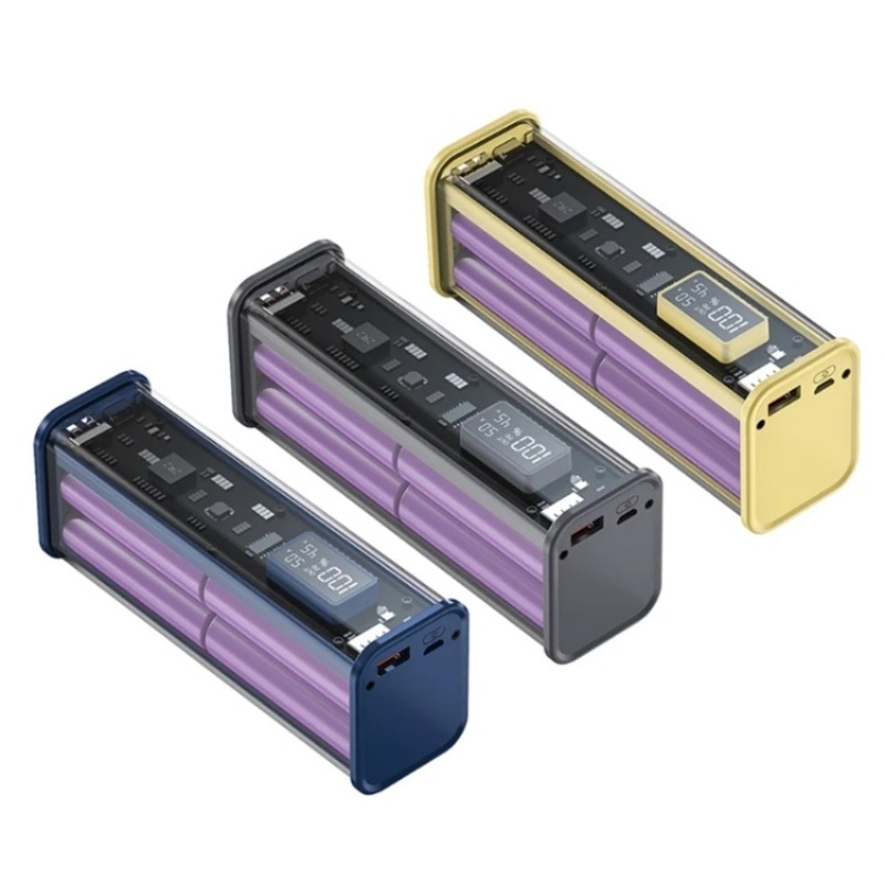 22.5 ワット DIY バッテリー充電器ケース透明 PD 高速充電ケース溶接 8 個 18650 ポリマー 20000mAh バッテリー充電ボックス