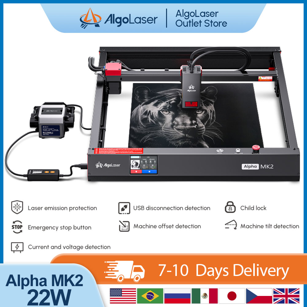 Algolaser アルファ MK2 22 ワットタッチスクリーンビジネス彫刻制御無料エアポンプ付きカラフルな金属彫刻木工ツール