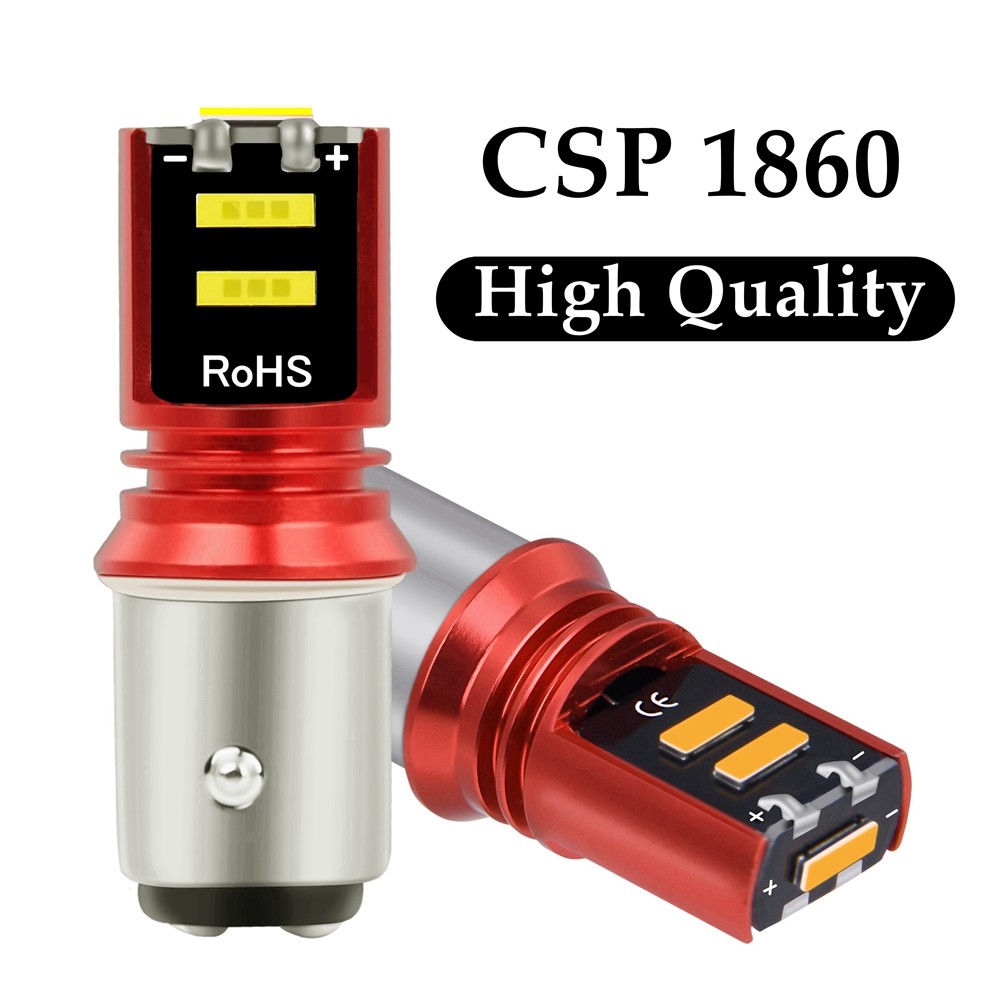 2 個 1157 LED 1156 Led 電球 BA15S P21W BAY15D P21/5W 高品質 CSP 1860 車のブレーキライトオートリバースランプ白赤黄