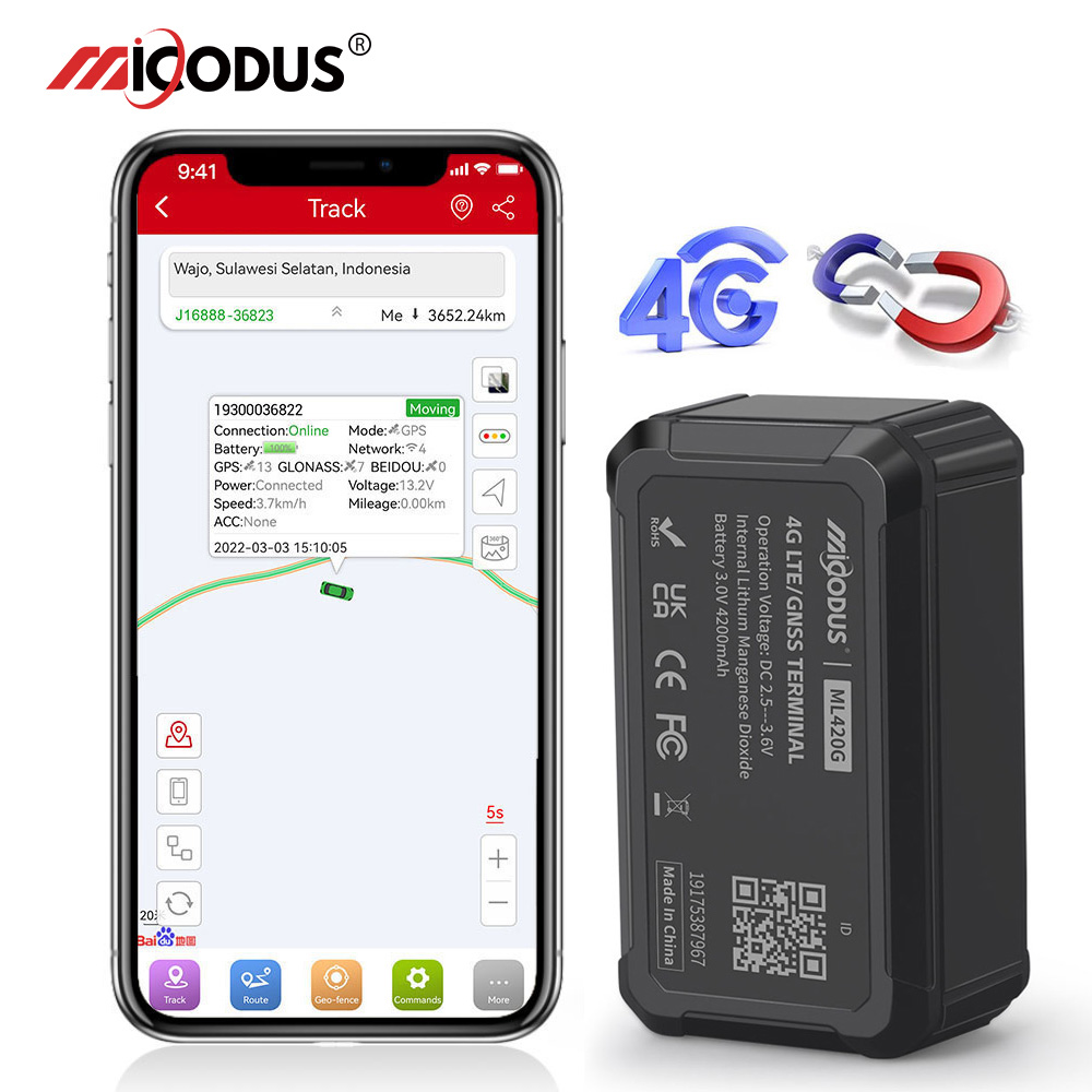 使い捨てワイヤレス Gps トラッカー 4 グラム 4200mAh ロングスタンバイ磁気ミニ車追跡装置低消費資産 Gps MiCODUS ML420G