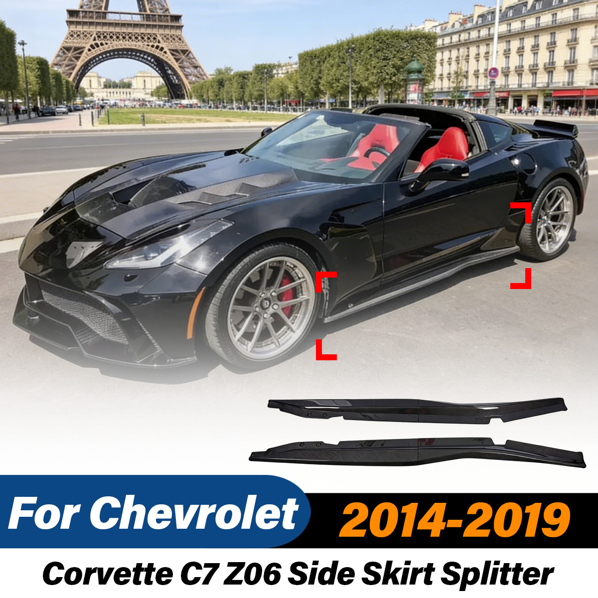 シボレーコルベット C7 Z06 2014 2015 2016 2017 2018 2019 サイドスカートリップスプリッター下部ドアトリム車外装修正部品