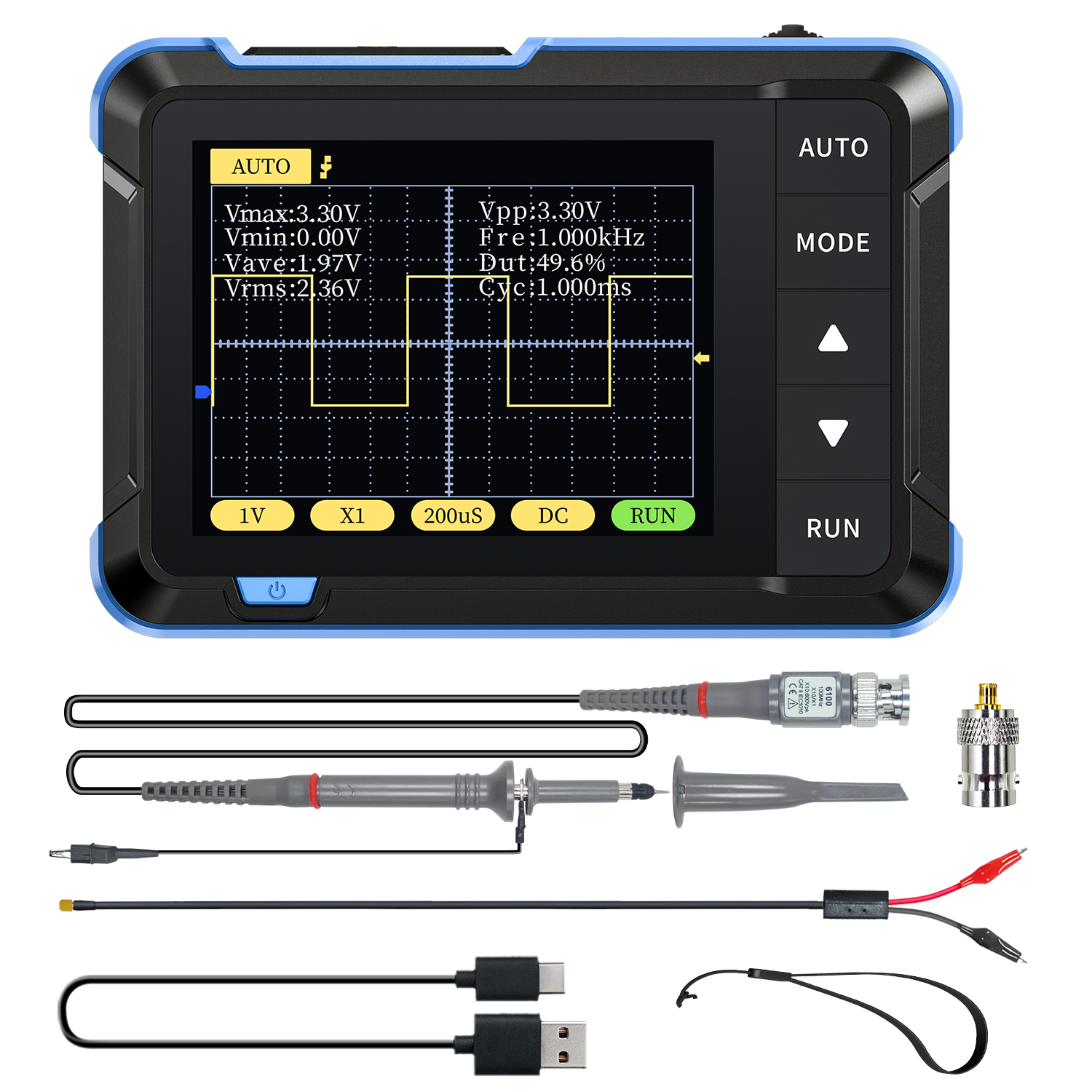 FNIRSI DSO152 ミニハンドヘルドデジタルオシロスコープ 2.8 インチディスプレイ自動調整 PWM 方形波出力ファームウェアアップグレード 800VPP