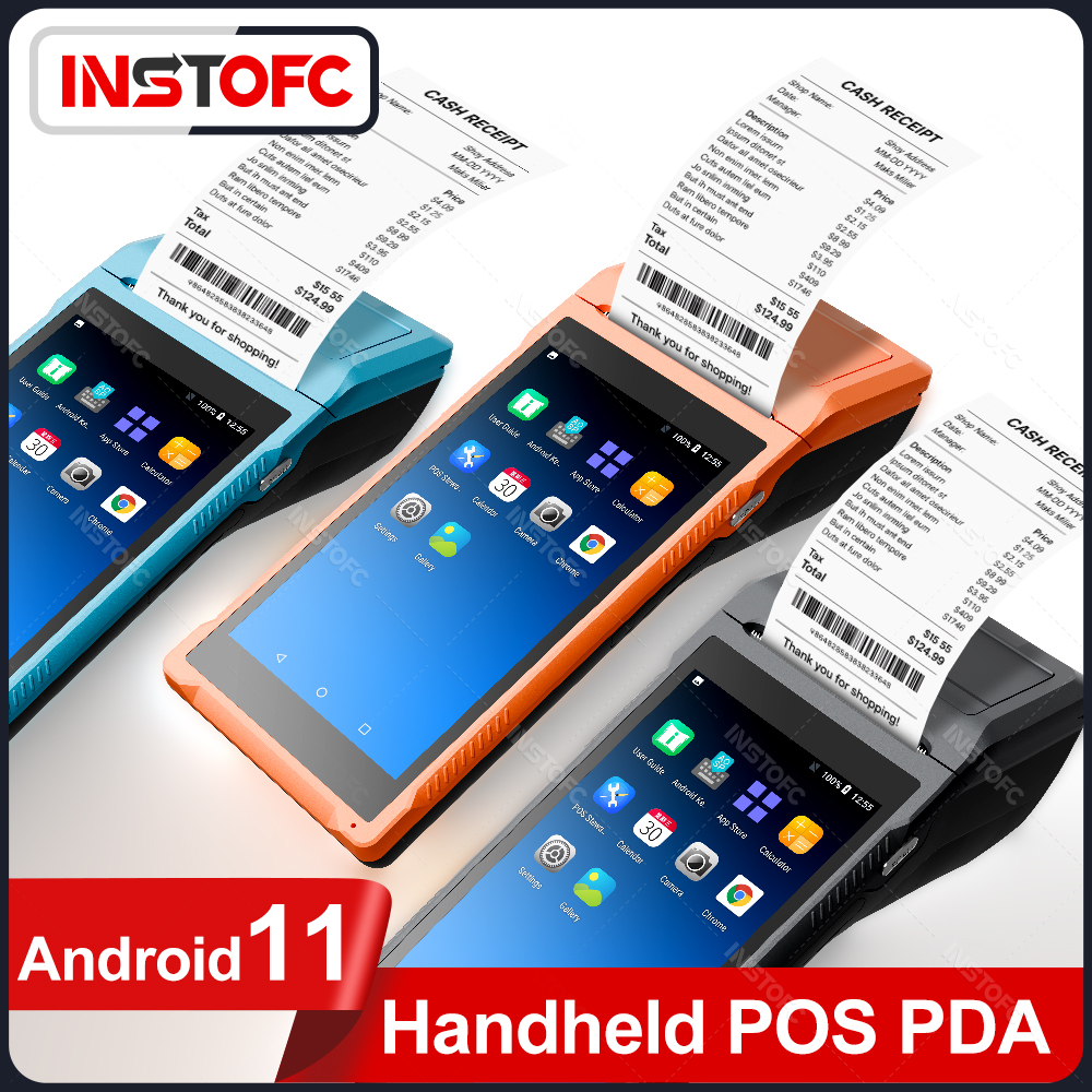 ハンドヘルド POS レシートプリンタ Android 11 1D 2D QR バーコードスキャナ PDA 端末サポート 3G WiFi タッチスクリーン 58 ミリメートル幅