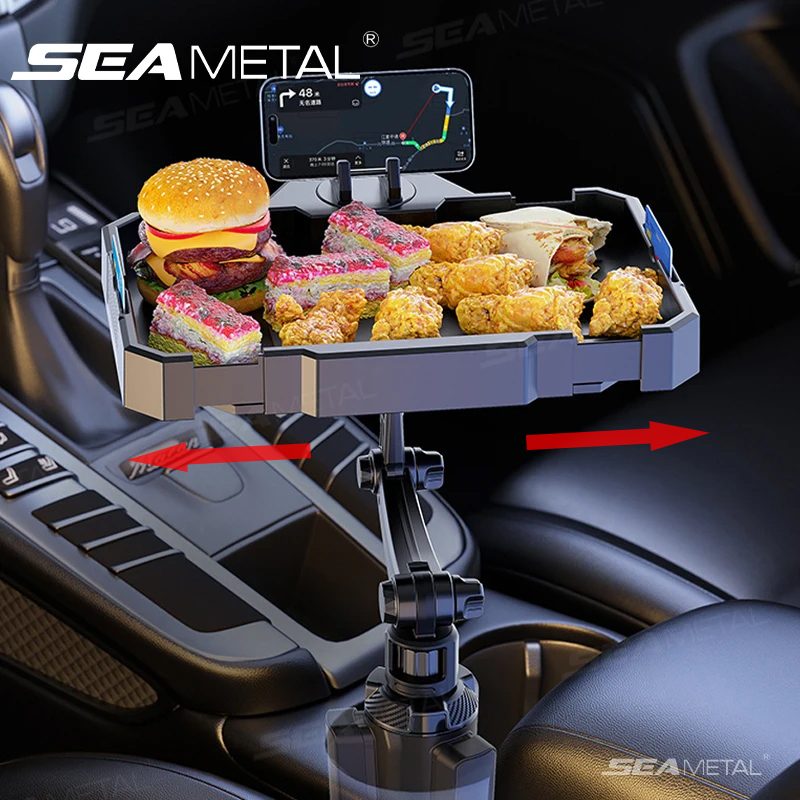 SEAMETAL 大型車用カップホルダー エキスパンダートレイ 安定した拡張可能なスナックトレイ 自動ドリンクホルダー拡張 滑り止めベース 6cm-8cm用