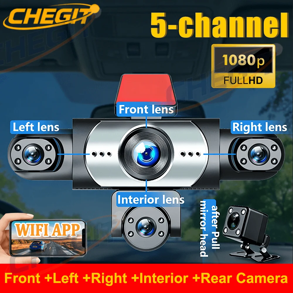 2026 新しい 360 度車のダッシュカム 3/5 チャンネルビデオレコーダー 1080P 車 DVR フロント内側オプションのリアビューナイトビジョンブラックボックス