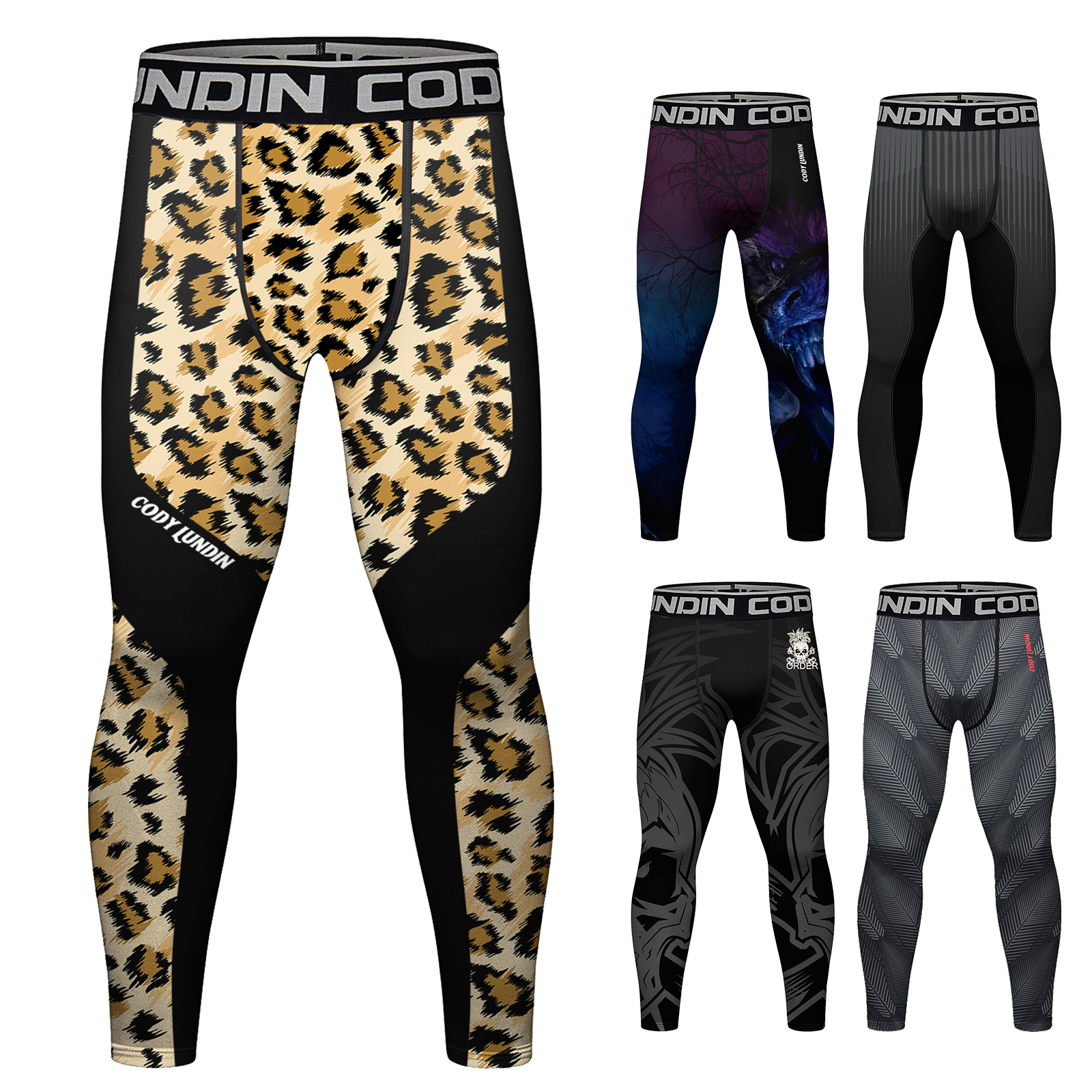 CODY LUNDIN ヒョウプリントノーギ BJJ 圧縮レギンス男性グラップリングパンツランニングジムズボントレーニングジョギングタイツ
