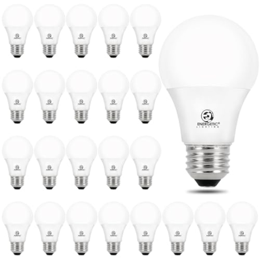 Energetic 24-Pack A19 LED Light Bulb, 60 Watt Equivalent, Daylight 5000K, E26 Medium Base, Non-Dimmable LED Light Bulb, ETL Lis