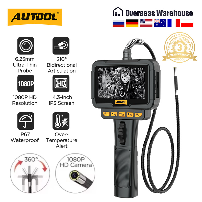 AUTOOL SVB208 自動車工業用内視鏡 6pc ライト 6.25 ミリメートル IPS 自動車修理内視鏡検査カメラ IMG 用