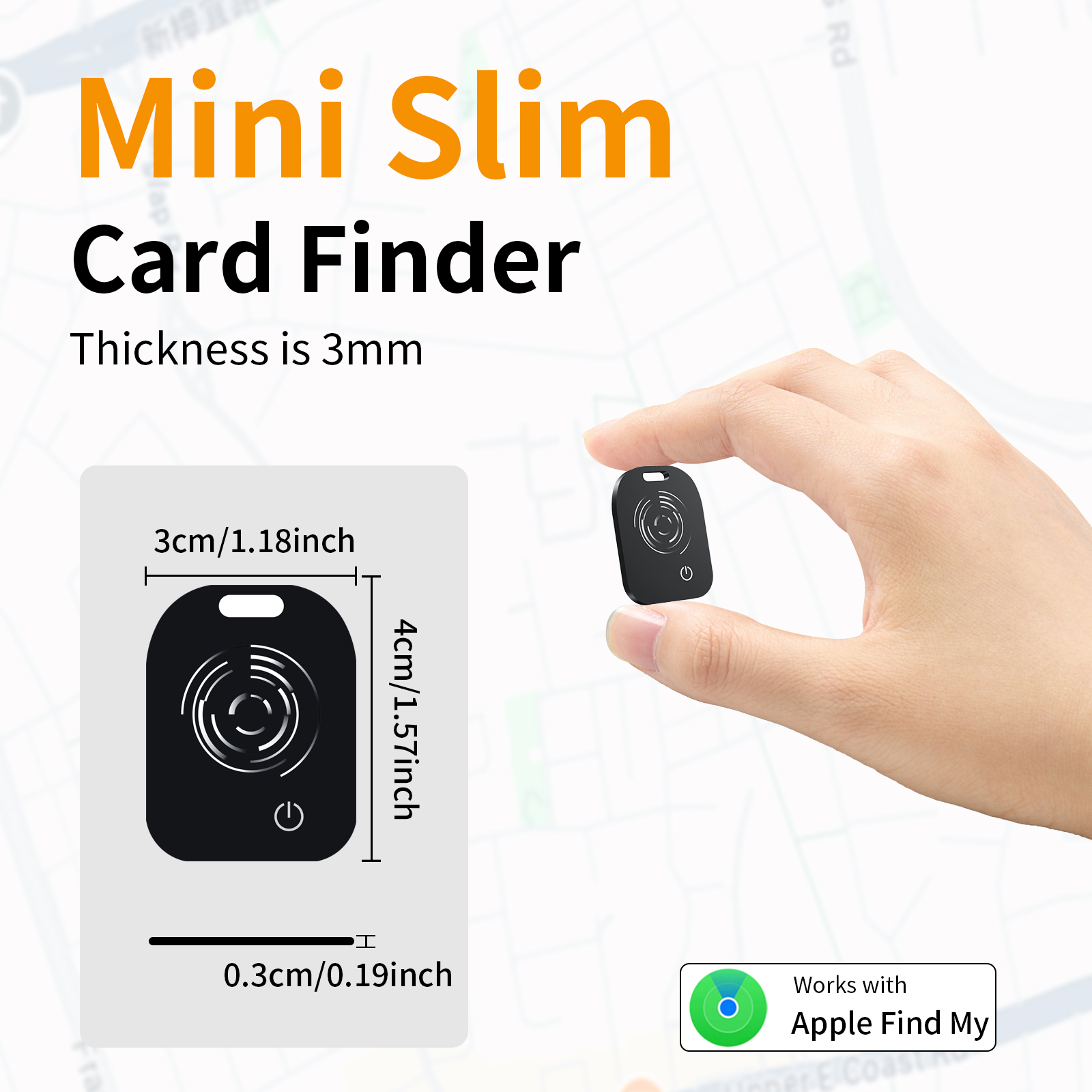 3mm 新しい Bluetooth トラッカー Apple Find My 用、エアトラッカータグキーファインダー充電式 (iOS のみ) スマートウォレットトラッカー車