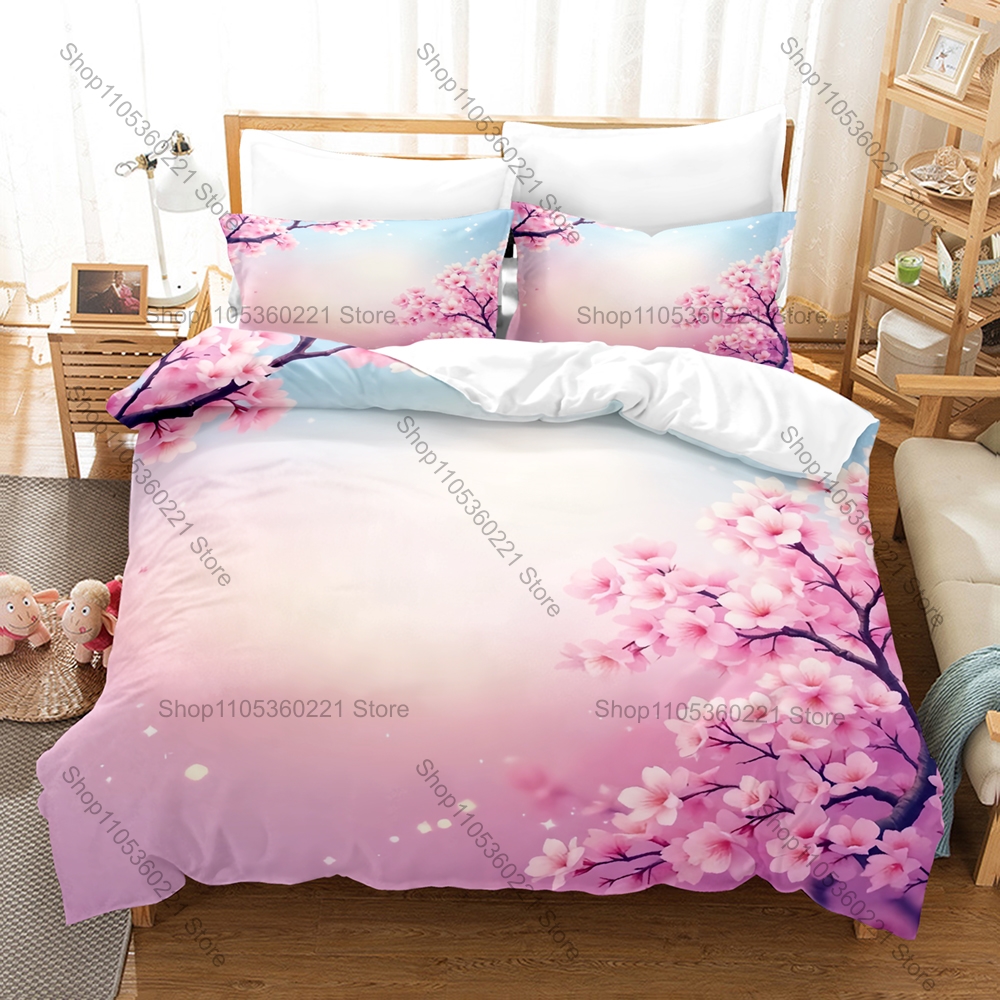 2026 日本の桜 3 ピース寝具セット高級掛け布団セットクイーンキングサイズ 2 枕カバーアニメ ropa デ cama