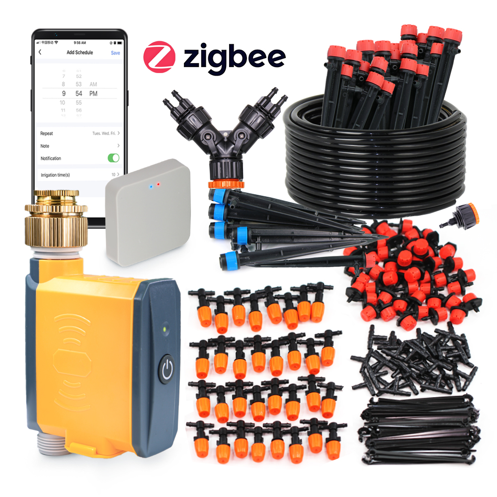 20 メートルガーデン Zigbee タイマー複数の種類のスプリンクラー灌漑キット 1/4 インチホーススマートアプリケーションリモコン散水システム