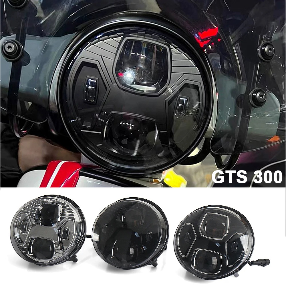 LED ヘッドライトアセンブリブラッククロームベスパ GTS300 GTS 300 gts300 オートバイヘッドランプライトアクセサリー