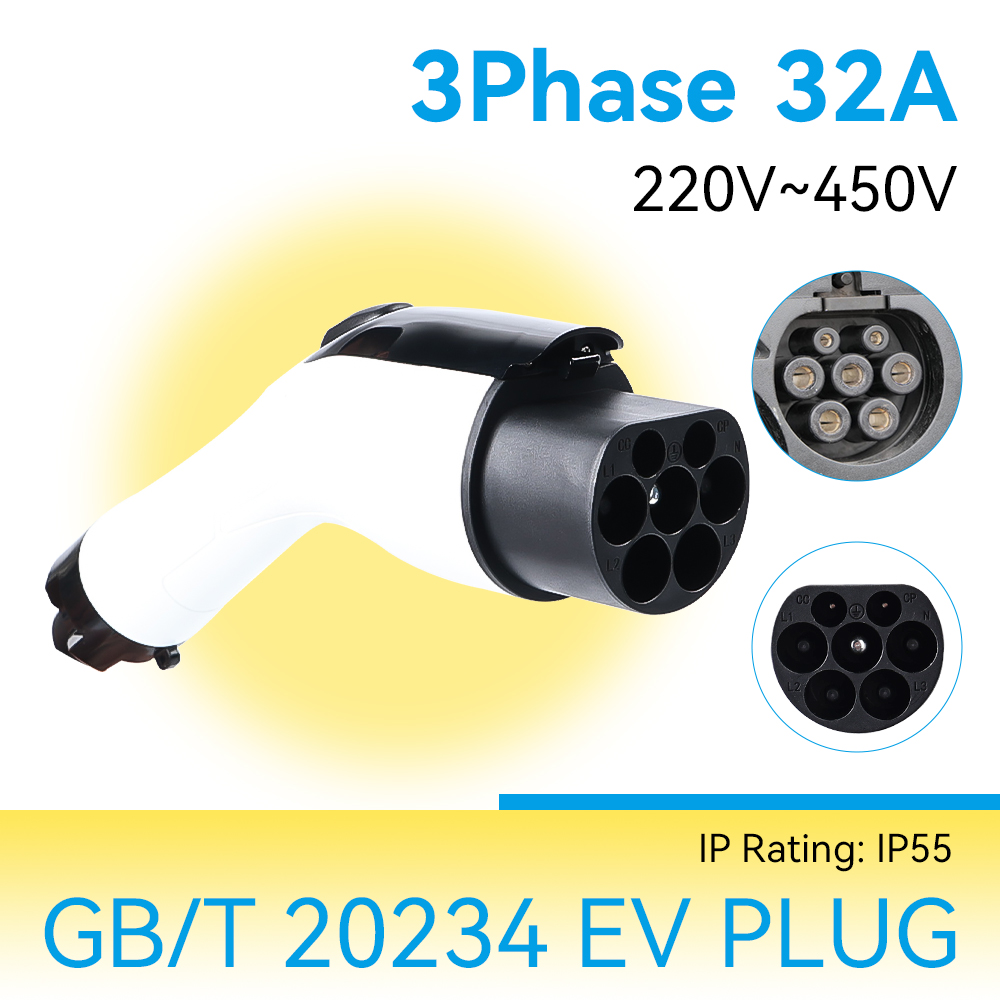 ADPOW 16A/32A GBT EV 充電器プラグ電気自動車充電ガンヘッド IP55 Watrtproof 3.5kw/7kw/11kw/22kw EV 充電器 GBT オスプラグ