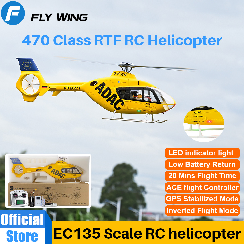 FLYWING EC135 RC ヘリコプター LED ライト ACE フライトコントロール EC135 スケール ヘリコプター 470 サイズ RC ヘリコプター 4 ブレード 6CH RC ヘリコプター
