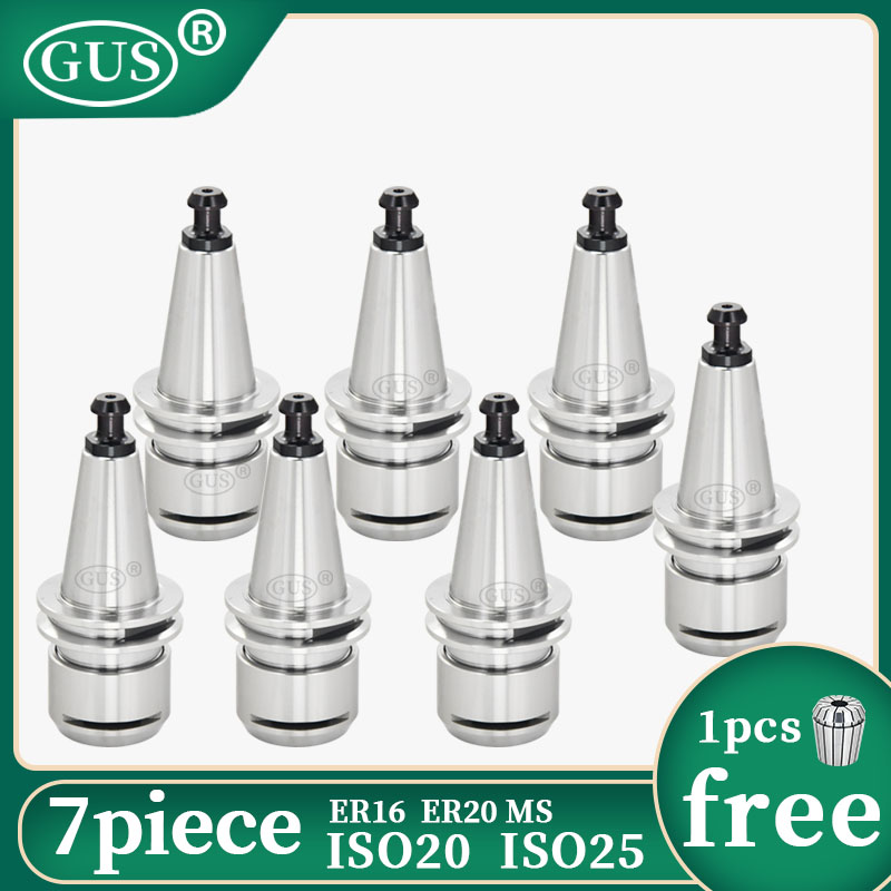GUS 7 個ステンレス鋼 ISO ツールホルダー ISO20 ER16 ISO25 ER20MS 1 個内穴 6 ミリメートル ER コレットチャック彫刻機 CNC ツール