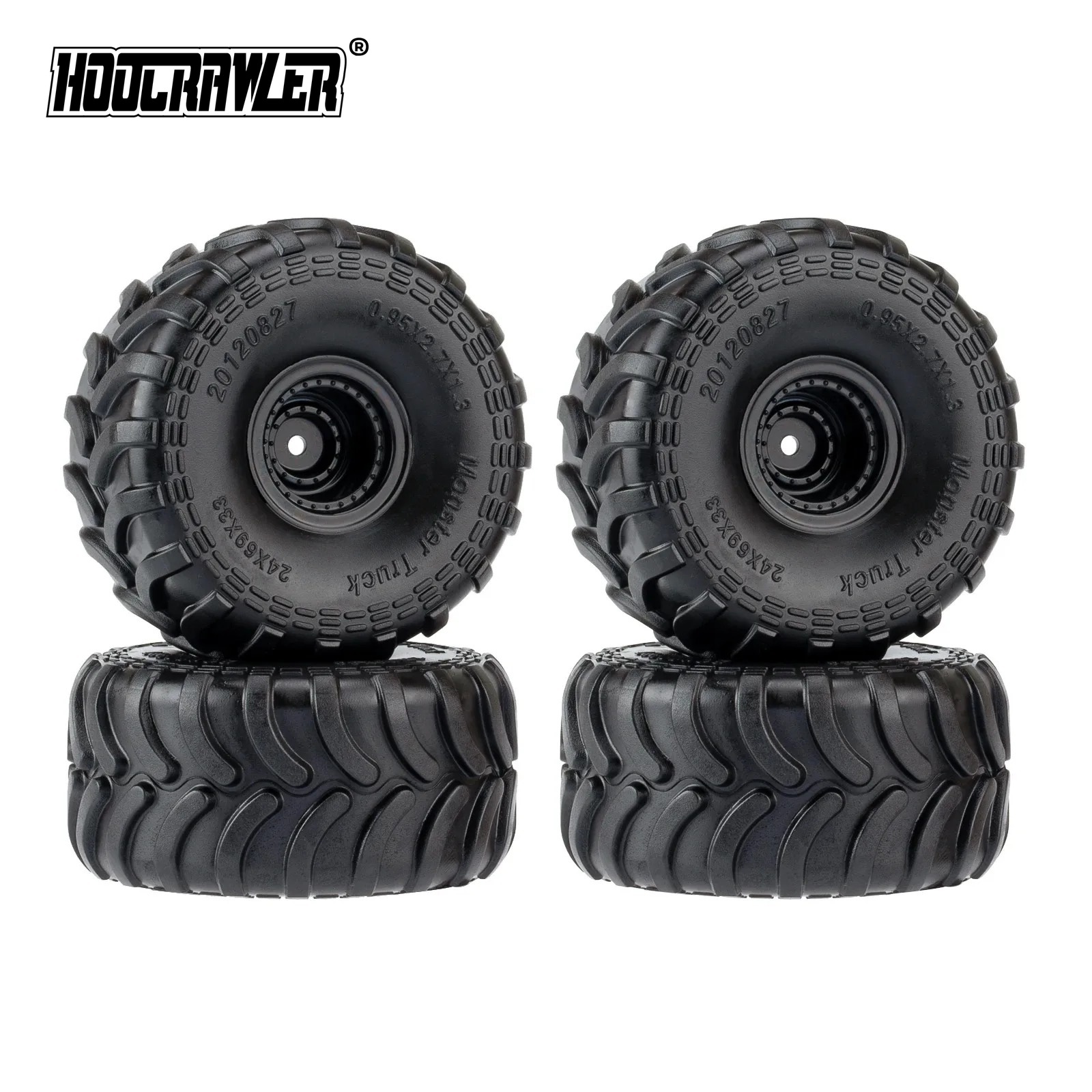 4 個のモンスター トラック タイヤ ホイール リム付き 1:24 RC カー タイヤ アキシャル SCX24 FMS FCX24 K5 ブレザー AX24 アップグレード パーツ用