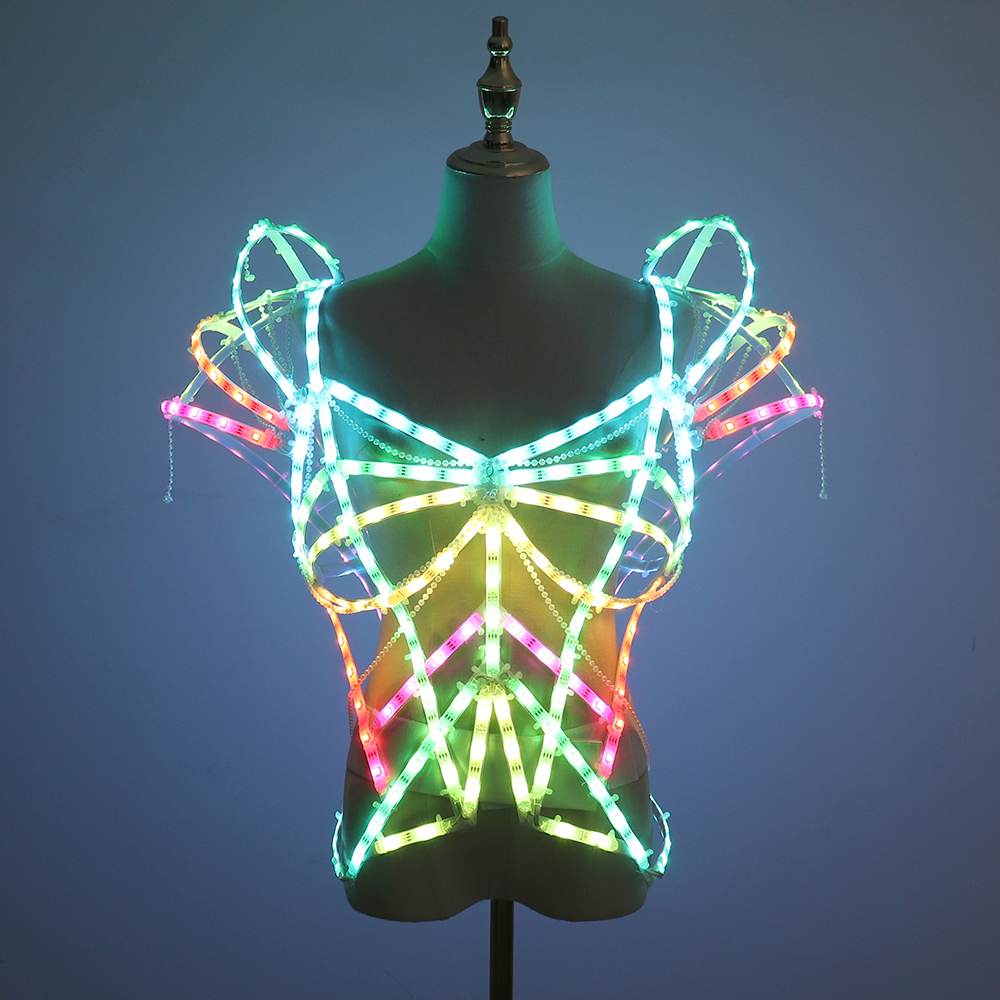ピクセルスマート LED 服花嫁セクシーな LED ケージコルセット発光バレエ衣装ダンスパーティー光る服