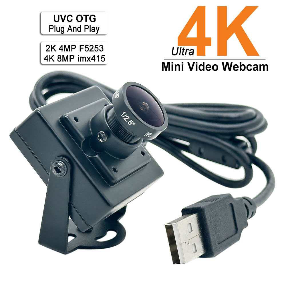 超高解像度4K 8MPミニUSBウェブカメラ 160度/120度広角 2K 4MP UVC OTG 30fps CCTVセキュリティカメラ USB 2.0 TikTok/会議用