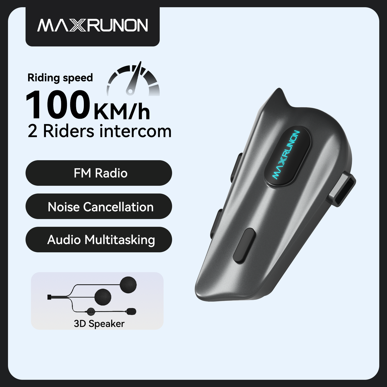 MAXRUNON 2Y BT5.3 オートバイインターホン 2 ライダーヘルメットヘッドセット通信システムインターホンマルチオーディオ FM ラジオ