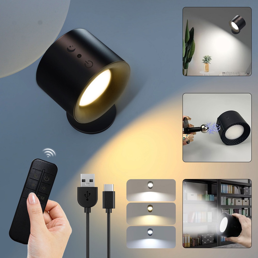 LED 壁取り付け用燭台ライトタッチコントロールダブルヘッド壁ランプ 360 回転可能な 3 色ウォールライト寝室用ワイヤレスナイトライト