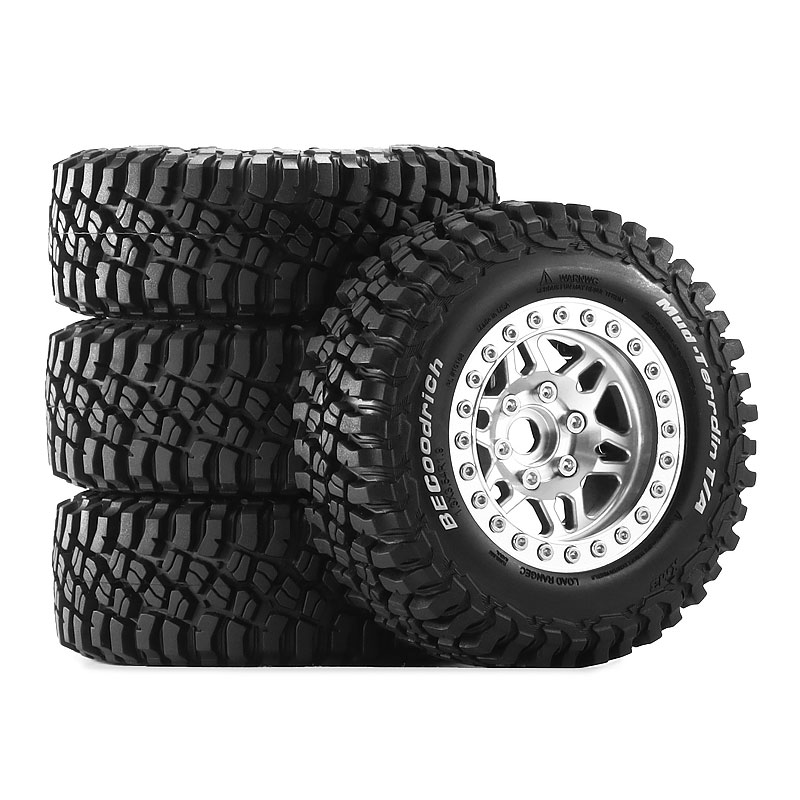 90mm 1 9 インチメタルビードロックホイール 12mm 六角タイヤ付き 1/12 RC クローラー MJX H12Y MN128 MN82 アップグレード用 - 耐久性のあるオフロードホイール