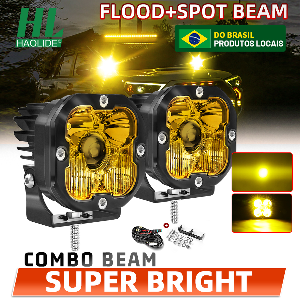 HL 3 インチ LED ワークライトフォグランプアンバーシェル 3500K アンバー 6500K ホワイトスポット LED ドライビングライトオフロードトラック SUV 12V 24V