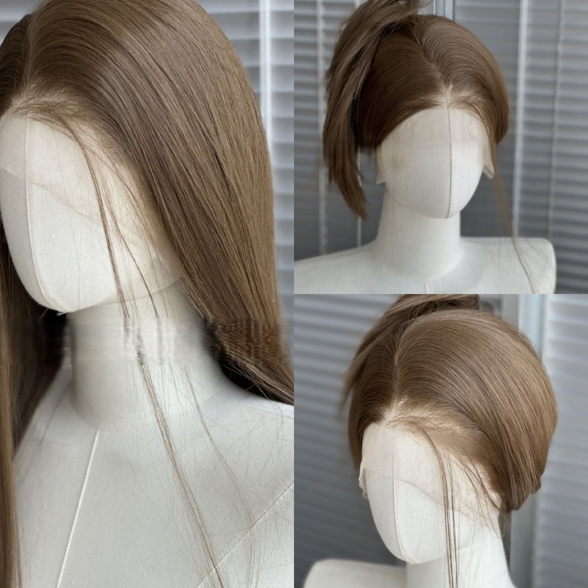 ブラウンレースフロントウィッグ女性のための 26 インチロングストレートおだんごヘッド 13*4 レースウィッグ高品質合成レースウィッグナチュラル日常使用