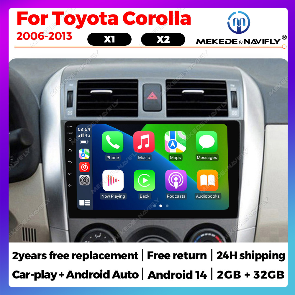 アンドロイド 14 カーステレオラジオトヨタカローラ E140/150 2007 2008 2009 2010 2011 2012 2013 マルチメディアプレーヤー Carplay 自動 9 インチ