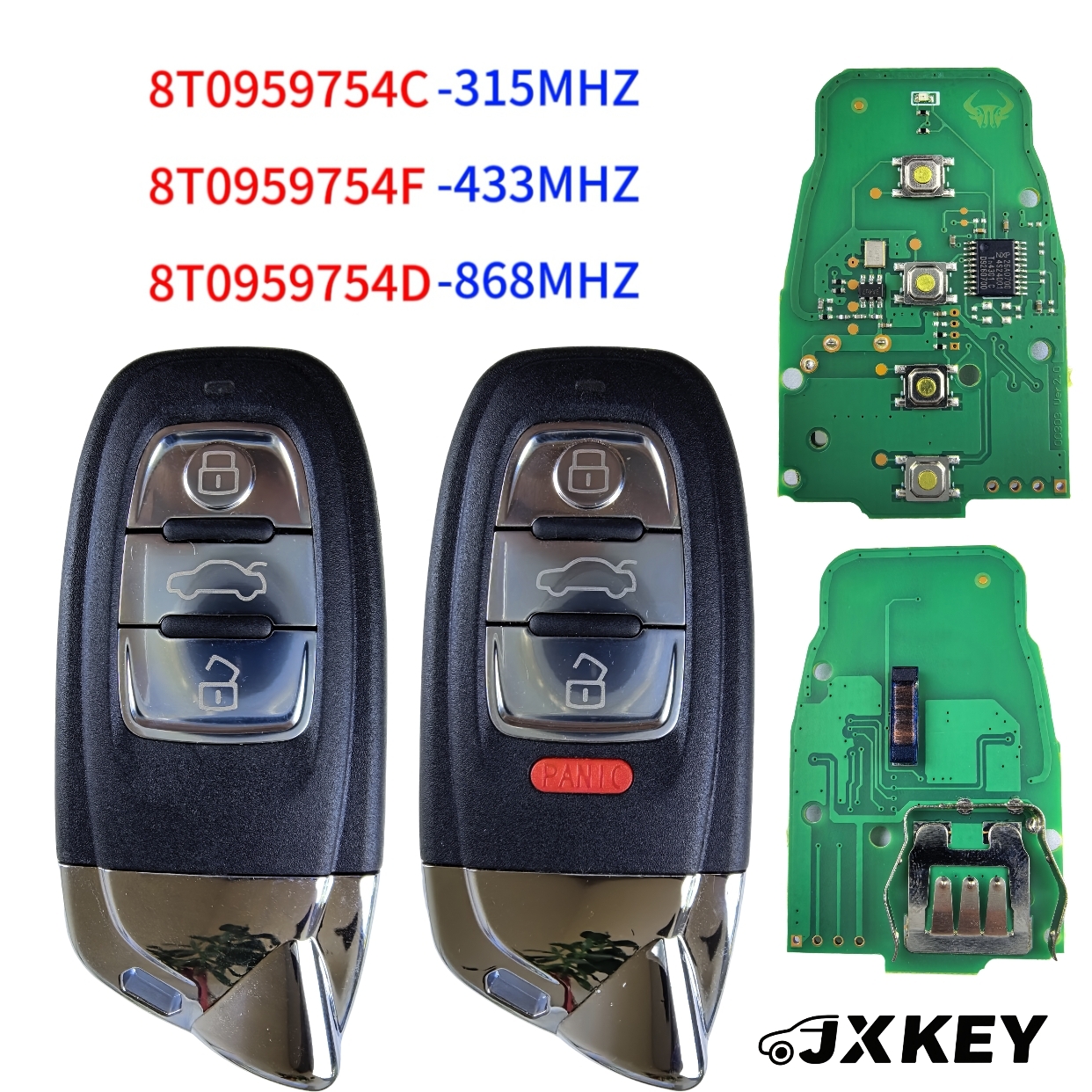 JXKEY 8T0959754C 315/433/868MHz 3/4 ボタンアウディ A4 A5 A6 A7 S4 2009-2016 スマートリモートキー Fob シェル用ランボルギーニとして変更