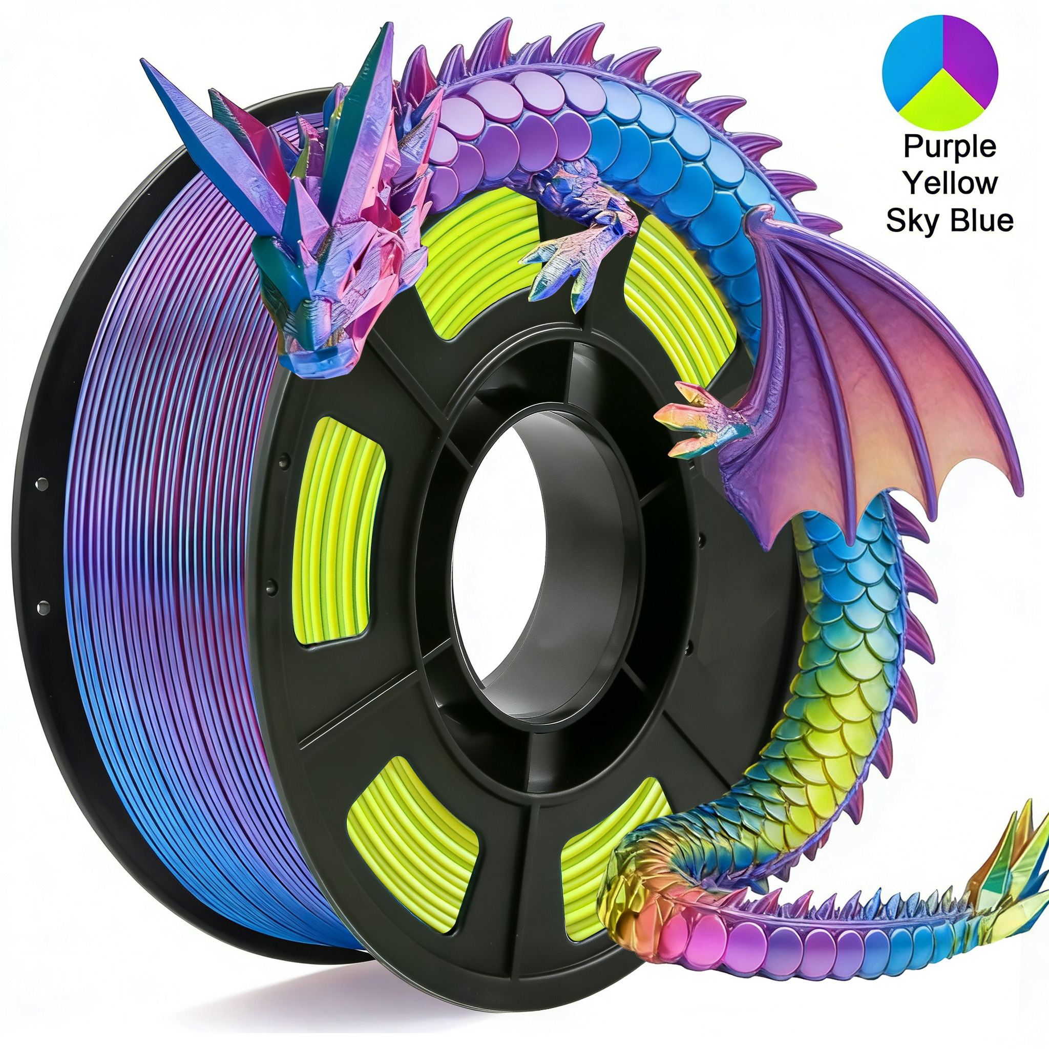 トリコロールシルクPLA 3Dプリンターフィラメント、1.75mmマルチカラー3D印刷フィラメント、パープル