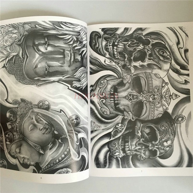 Tattoo Manuscript 2018 New Traditional Book Tattoos Atlas Geisha Ghost Warrior Prajna Jellyfish Phoenix Faucet Flower Tatoo Sale