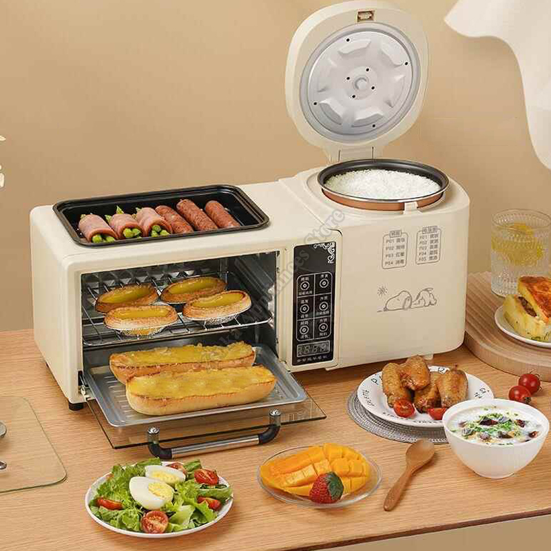 電気朝食オーブン家庭用電気炊飯器フォーインワントーストオーブンサンドイッチマシン