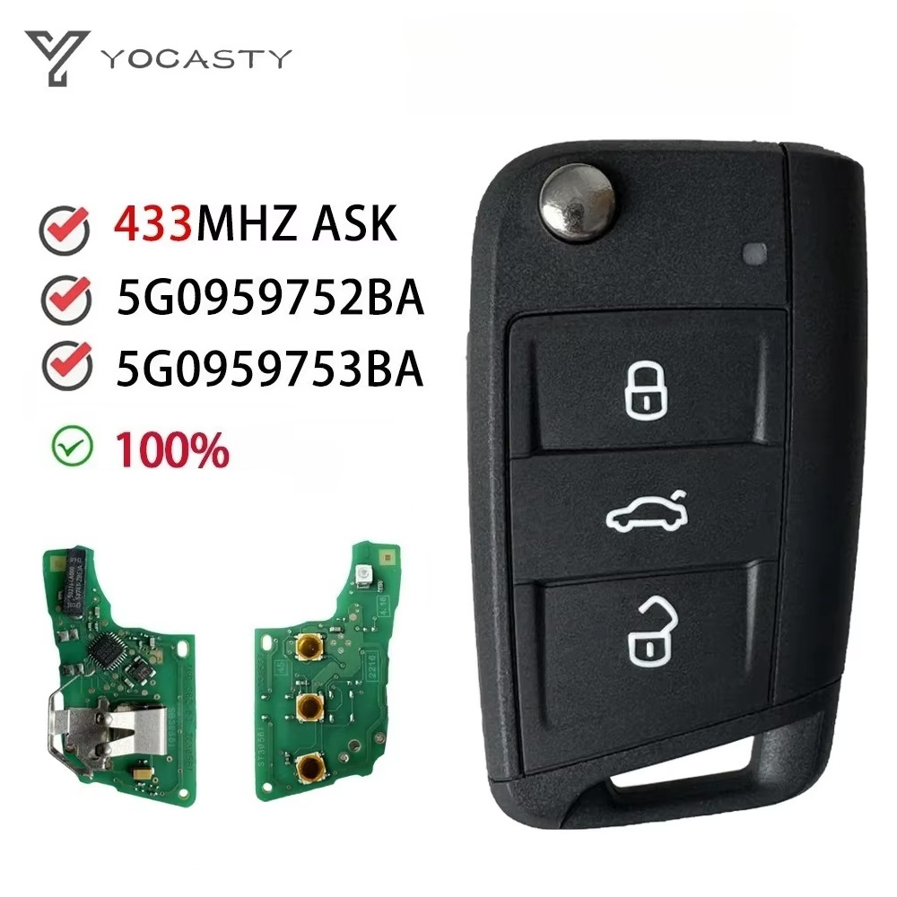 YOCASTY 5G0959753BA オリジナル VW ゴルフ 7 シュコダオクタヴィア A7 434MHz MQB48 リモート車のキーフォブ 5G0959752BA