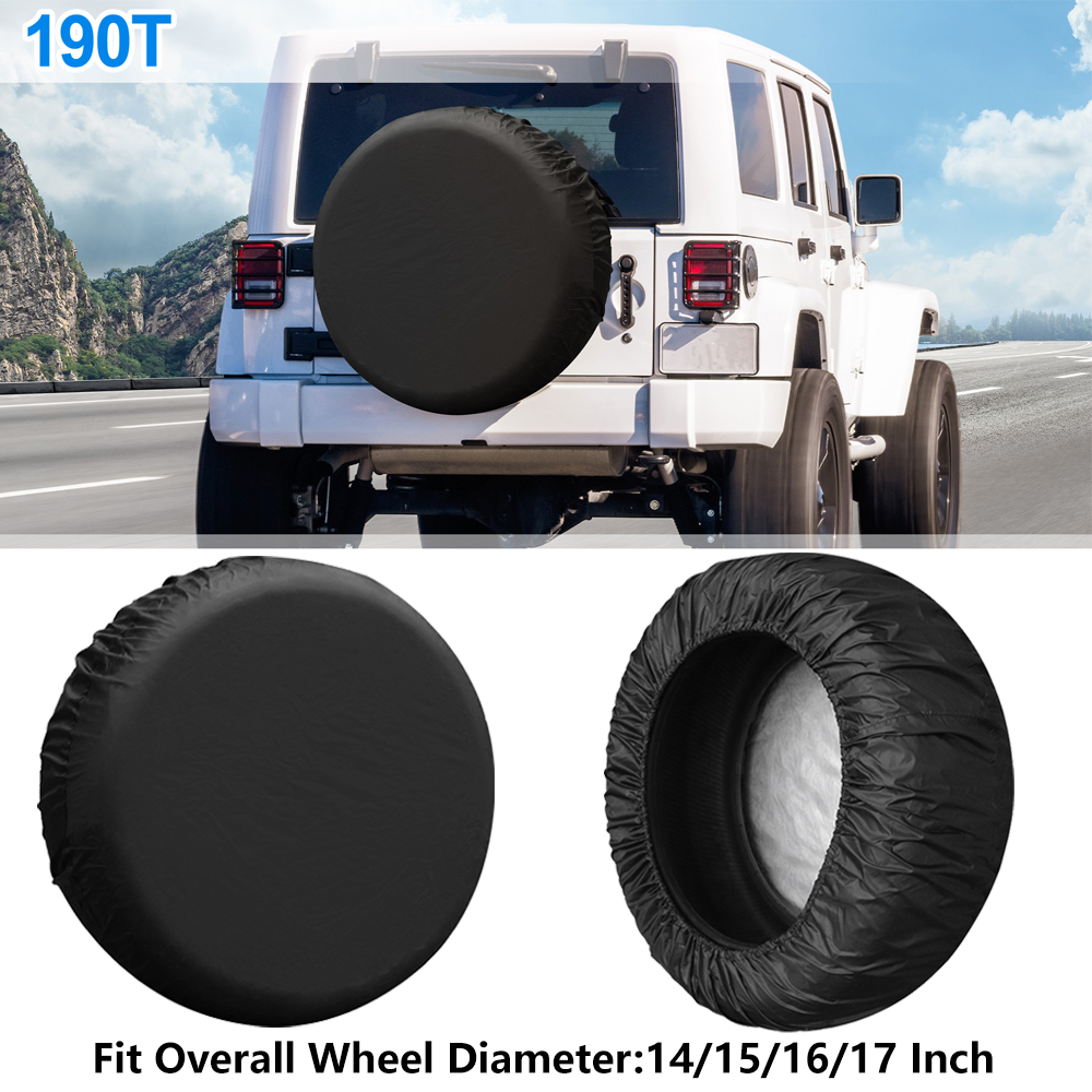 uxcell ユニバーサル 190T ポリエステル スペアタイヤカバー ジープ トレーラー RV SUV トラック ホイール用 ホイール全体の直径 14-17 インチ ブラック