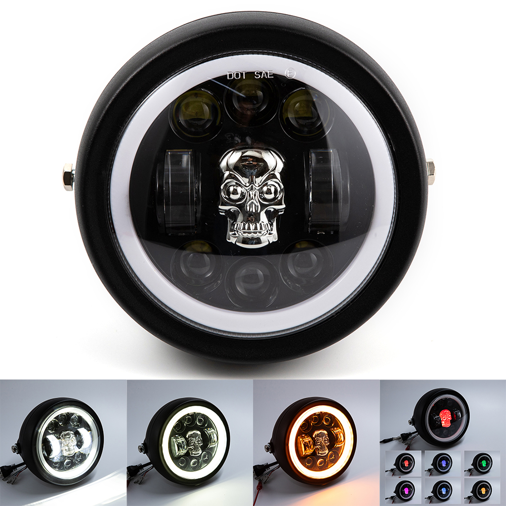 6.5 インチ LED オートバイヘッドライトレトロモトヘッドランプハローリング DRL VT1800 カワサキ vn 900 1200 バルカン S 650 900 バルカン 800