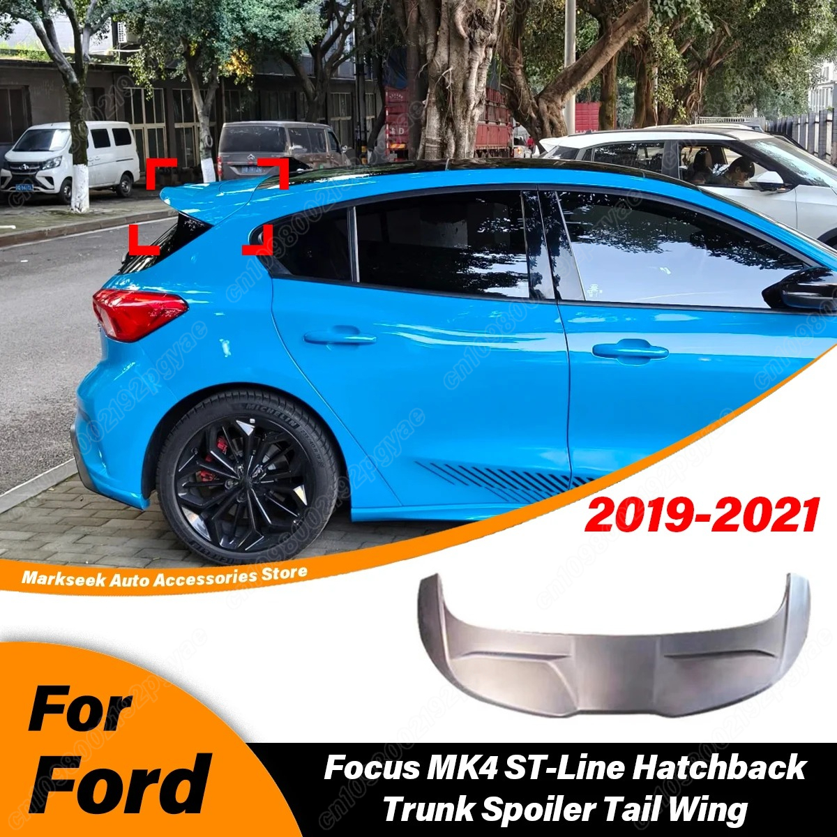 フォードフォーカス MK4 ST-ラインハッチバック 2019 2020 2021 自動車トランクスポイラーウイング固定翼ボディ装飾修正キット