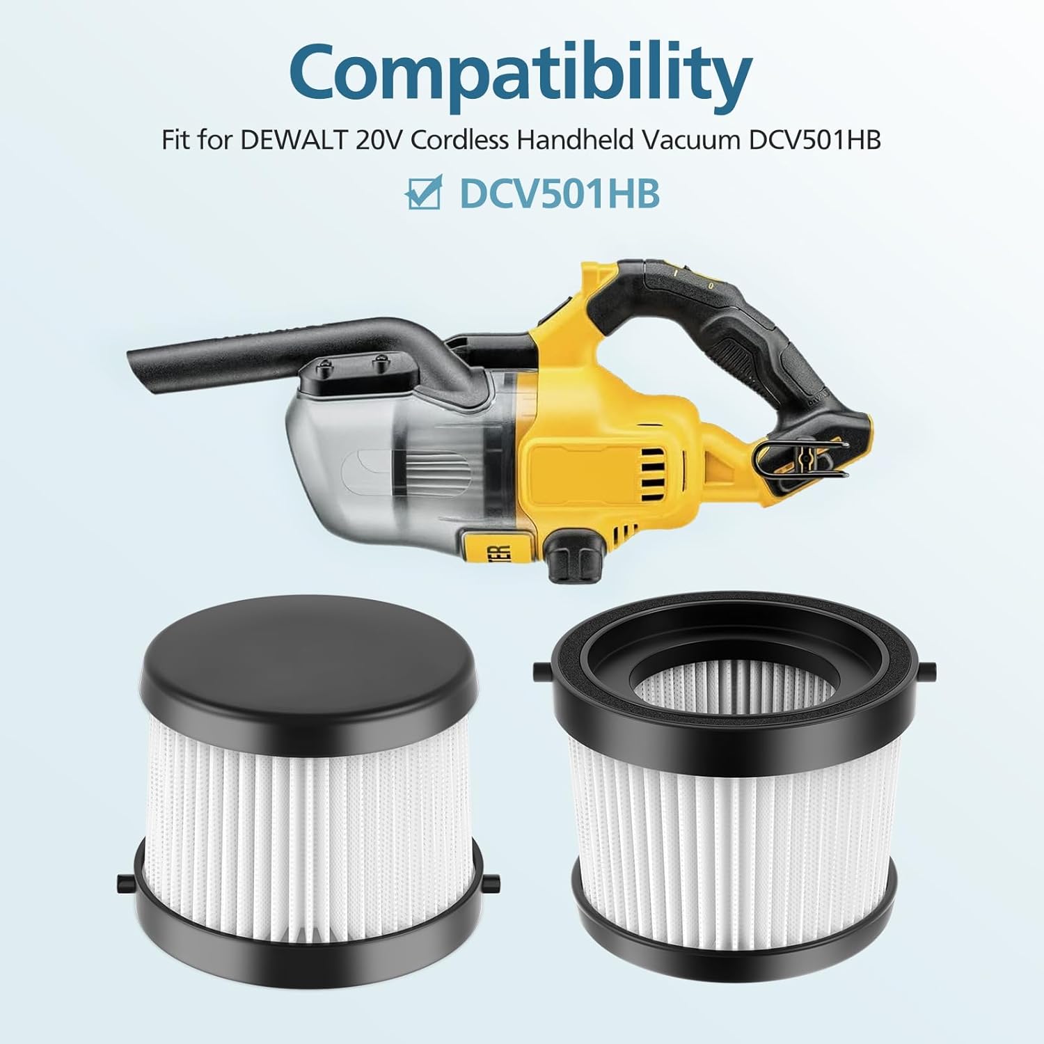 DCV501HB DCV5011H 交換用 HEPA フィルター DEWALT 20V コードレスハンドヘルド掃除機、洗える再利用可能なフィルターアクセサリー