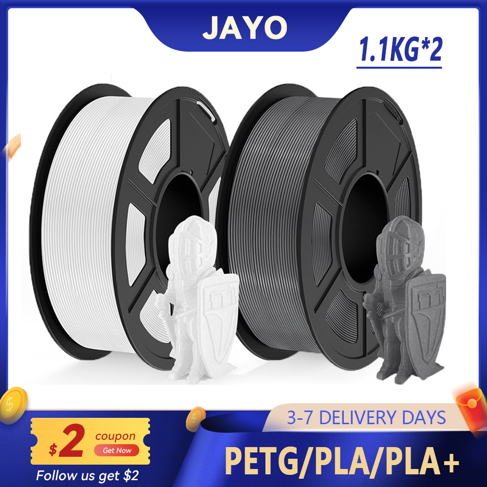JAYO 2 ロール 3D PETG/PLA/PLA PLUS プリンタフィラメント 1.75mm 2.2 KG 100% 気泡なし、非毒性 3D プリンタ用 3D 印刷材料