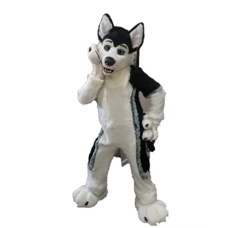 ラブリーホワイトウルフハスキー犬マスコットコスチューム映画小道具ショーハロウィン誕生日パーティー屋外イベント衣装コスチューム