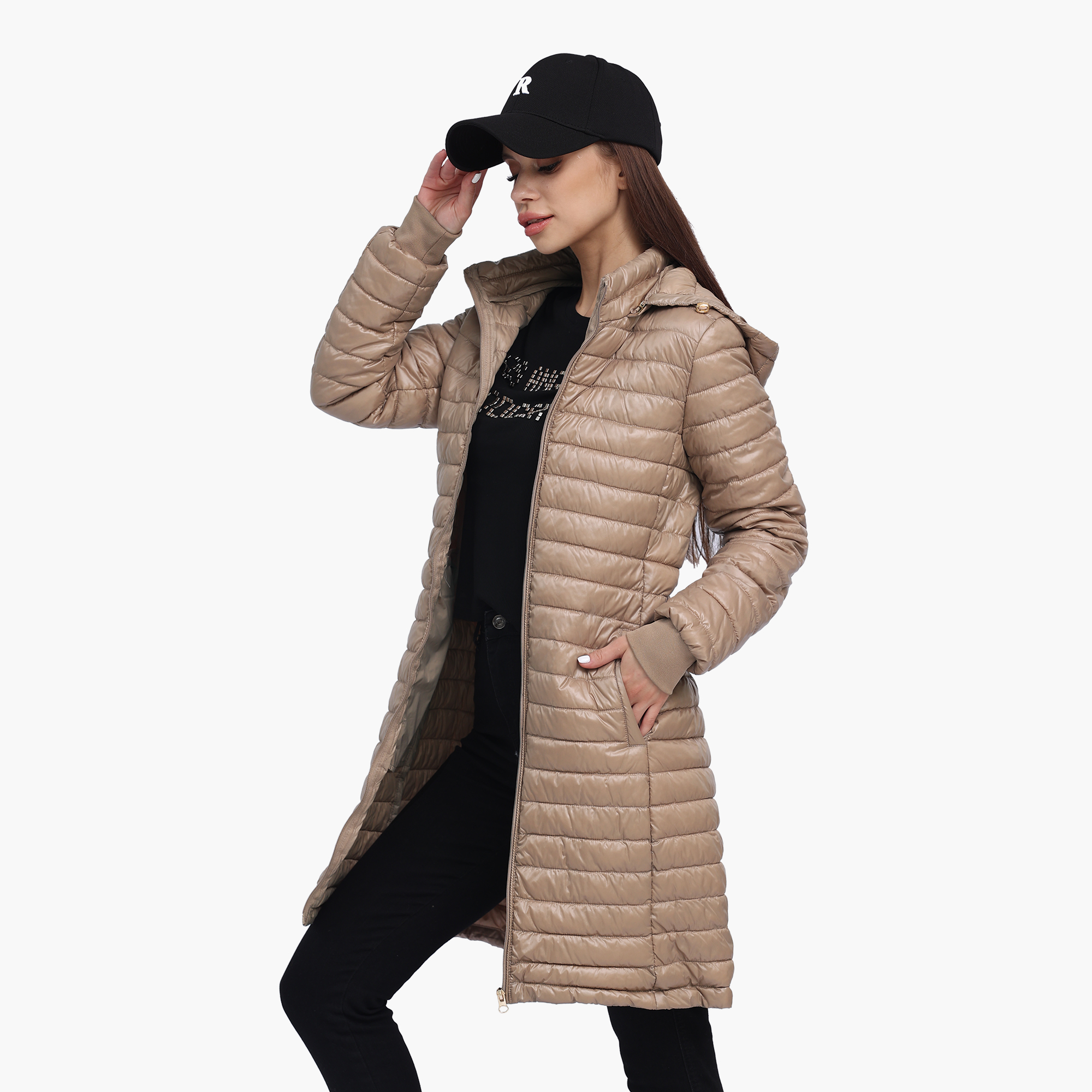 SANTELON 女性ロング暖かい超軽量ポータブルフグジャケットコート女性の冬の屋外軽量パーカー調節可能なフード付き