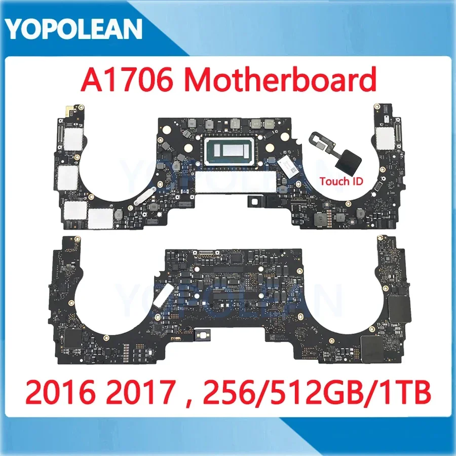 オリジナルノートパソコン A1706 マザーボードタッチ ID MacBook Pro 13 "A1706 ロジックボード i5 i7 256 ギガバイト 512 ギガバイト 1 テラバイト 2016 2017