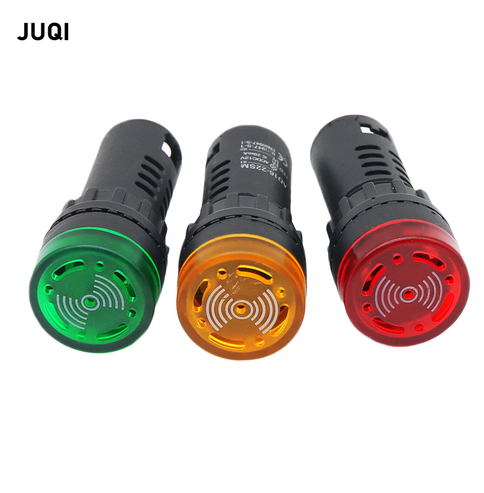 10PCS AD16-22SM Audible and visual alarm 12V 24V 110V 220V  22mm Flash Signal Light LED Active Buzzer Beep Indicator