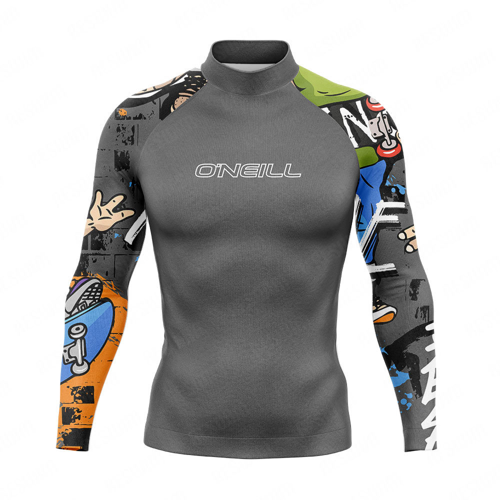 新しいメンズサーフ水着ラッシュガード長袖サーフィンシャツ UPF 50 水着オールタイム Tシャツスポーツダイビング服ラッシュガード
