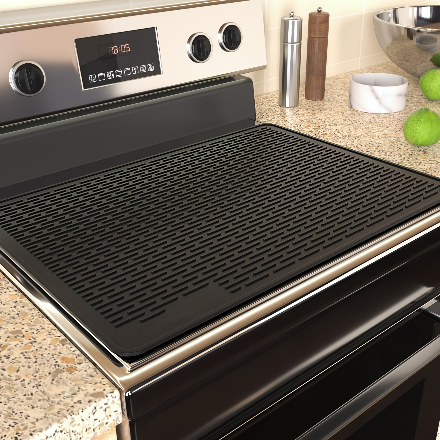 シリコンストーブトップカバーマット、耐熱電気ガラスクックトッププロテクター、キッチンRV用特大食器乾燥マット
