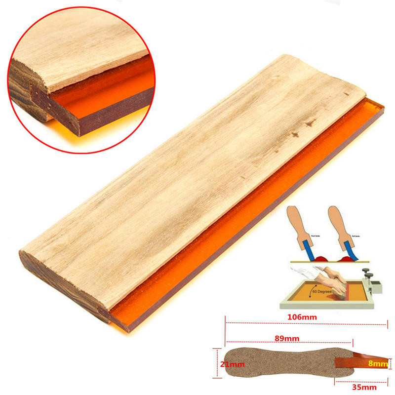 1X 35 センチメートルフラットヘッド木製ハンドルスクレーパーシルクスクリーン印刷スキージブレード印刷スクレーパースクラッチボードツール