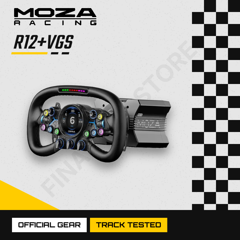 MOZA Racing R12 V2 および VGS ステアリングホイール 310mm GT シミュレーター リム、デュアルクラッチ磁気パドル、ショートトラベル RGB ボタン付き