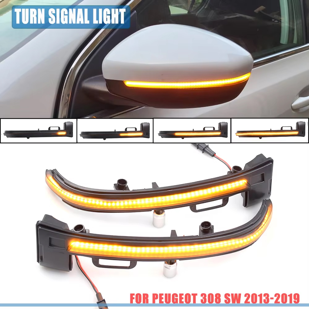 2PCS For Peugeot 308 II SW T9 Dynamic Blinker LED Turn Signal Light Mirror Indicator Flashing Lamp 2013- 2019 Car Accessories