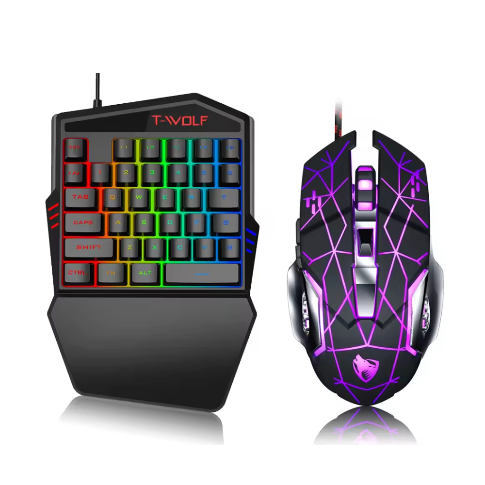 2 IN 1 セット USB 有線片手モバイル ゲーミング キーボードとマウスのコンボ