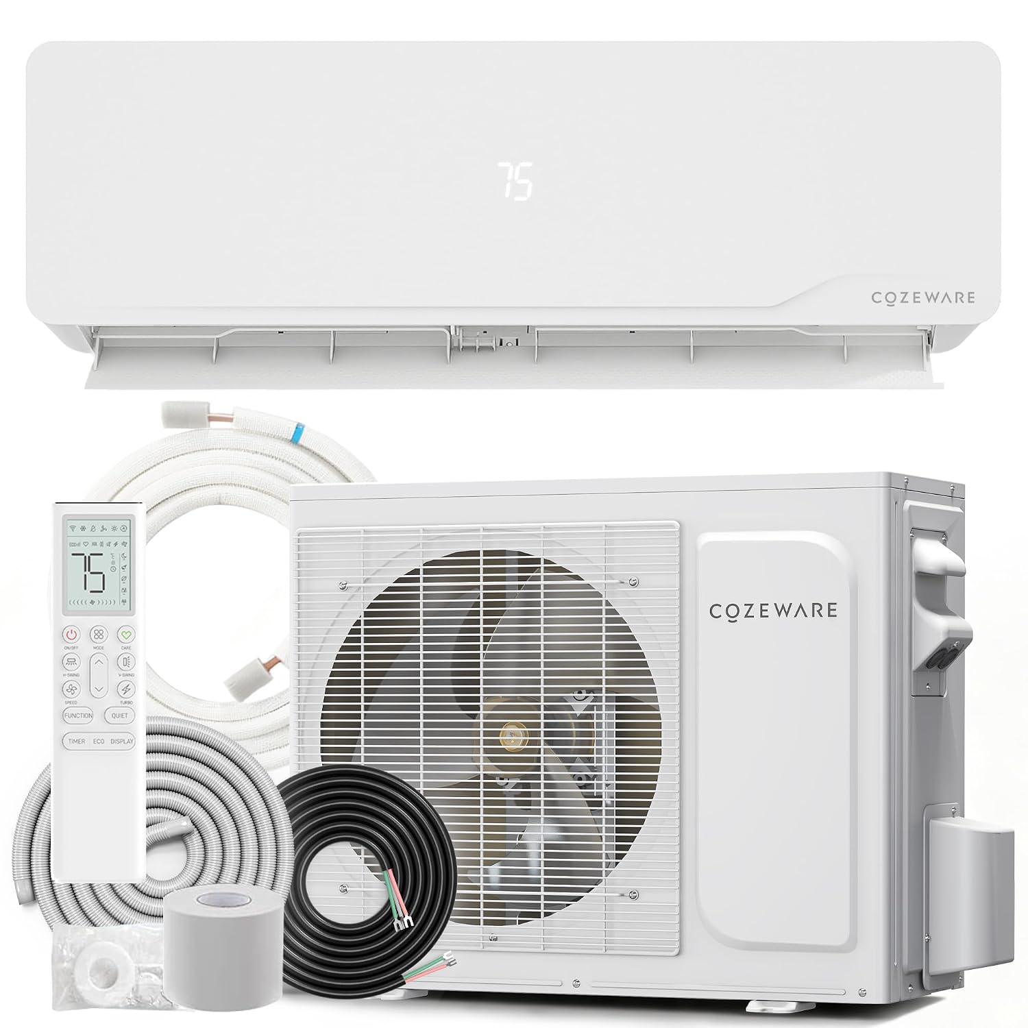 9000 BTU ミニスプリットエアコンヒートポンプ、115V 18 SEER2 ダクトレスインバーターシステム冷却